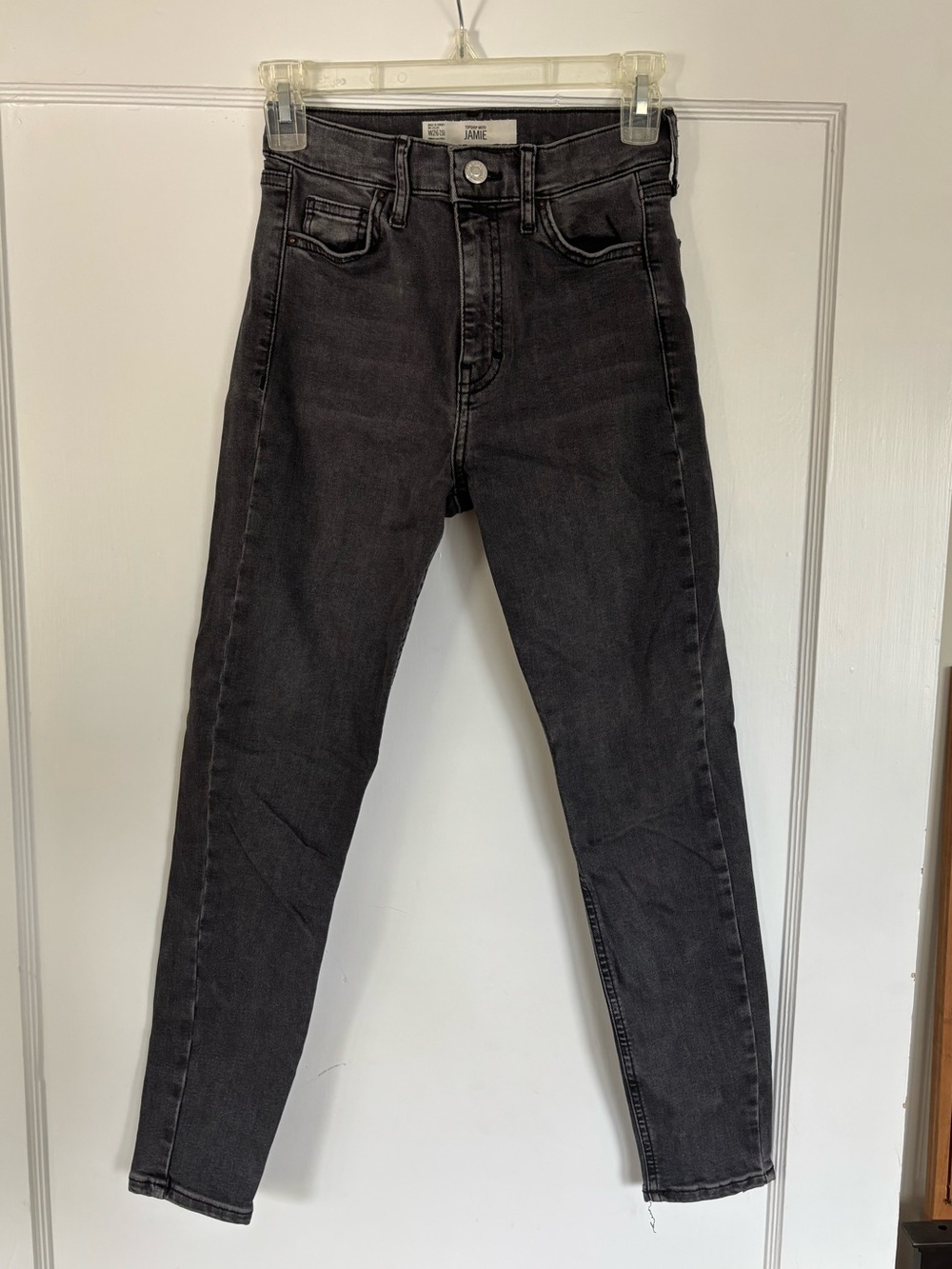 Topshop Washed Black Skinny Jeans